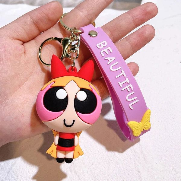 Planet Gates The Powerpuff Girls 7 / CHINA The Powerpuff Girls Cartoon Figure Keychains Cute Doll Doll Girls Car Key Chains School Bag Pendant Toy Gift Send Friends