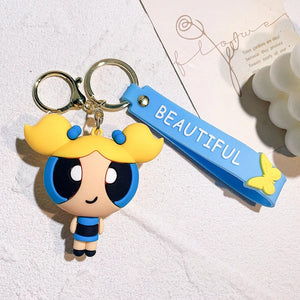 Planet Gates The Powerpuff Girls 7 / CHINA The Powerpuff Girls Cartoon Figure Keychains Cute Doll Doll Girls Car Key Chains School Bag Pendant Toy Gift Send Friends