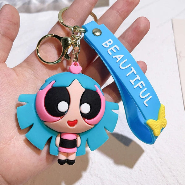 Planet Gates The Powerpuff Girls 7 / CHINA The Powerpuff Girls Cartoon Figure Keychains Cute Doll Doll Girls Car Key Chains School Bag Pendant Toy Gift Send Friends