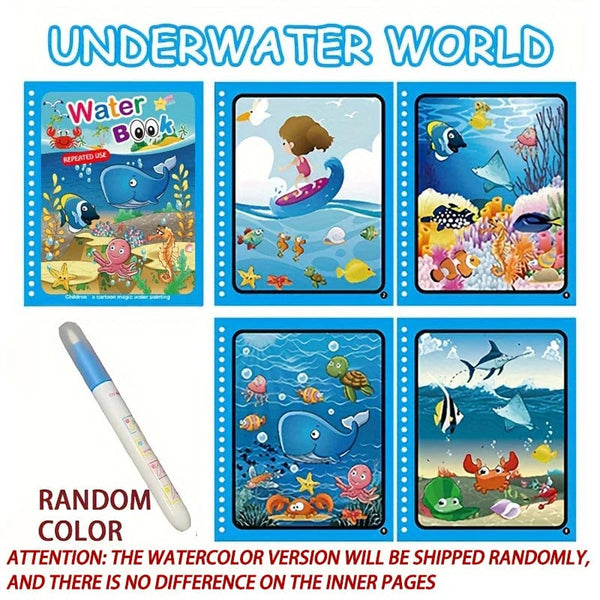 Planet Gates The underwater world Magical Book Water Drawing Montessori Toys Reusable Coloring Book Magic Water Drawing Book Sensory Early Education for Children