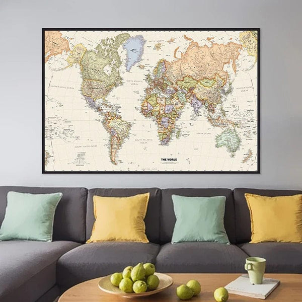 Planet Gates The World Map 225*150cm Non-woven Detailed Map of Major Cities In Each Country for Education School Office Decor