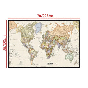 Planet Gates The World Map 225*150cm Non-woven Detailed Map of Major Cities In Each Country for Education School Office Decor
