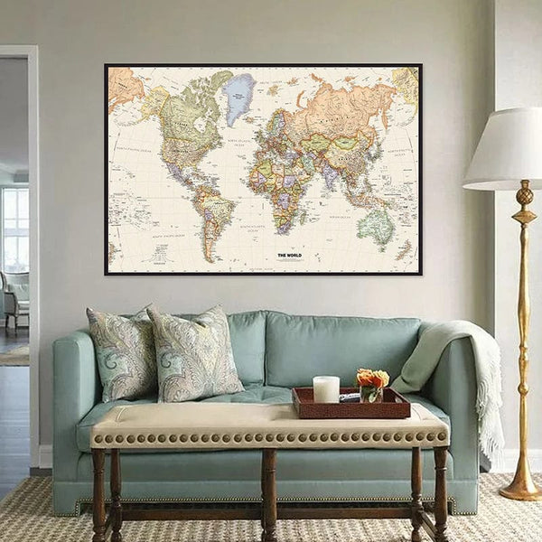 Planet Gates The World Map 225*150cm Non-woven Detailed Map of Major Cities In Each Country for Education School Office Decor