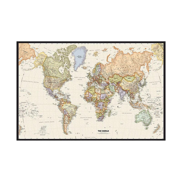 Planet Gates The World Map 225*150cm Non-woven Detailed Map of Major Cities In Each Country for Education School Office Decor