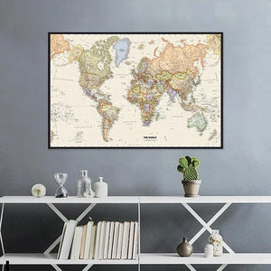 Planet Gates The World Map 225*150cm Non-woven Detailed Map of Major Cities In Each Country for Education School Office Decor