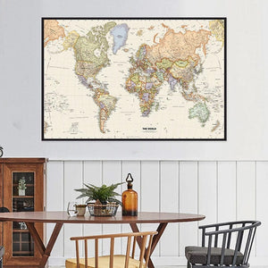 Planet Gates The World Map 225*150cm Non-woven Detailed Map of Major Cities In Each Country for Education School Office Decor