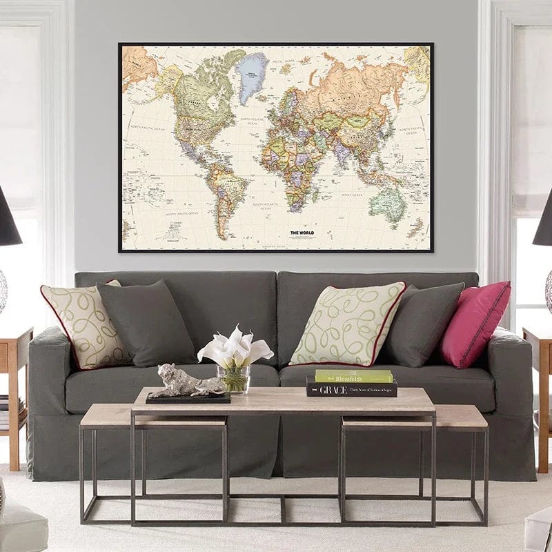 Planet Gates The World Map 225*150cm Non-woven Detailed Map of Major Cities In Each Country for Education School Office Decor