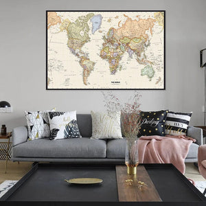 Planet Gates The World Map 225*150cm Non-woven Detailed Map of Major Cities In Each Country for Education School Office Decor