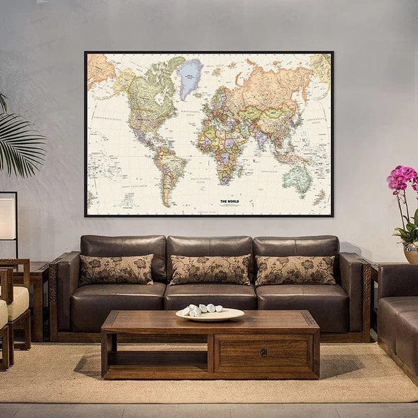 Planet Gates The World Map 225*150cm Non-woven Detailed Map of Major Cities In Each Country for Education School Office Decor