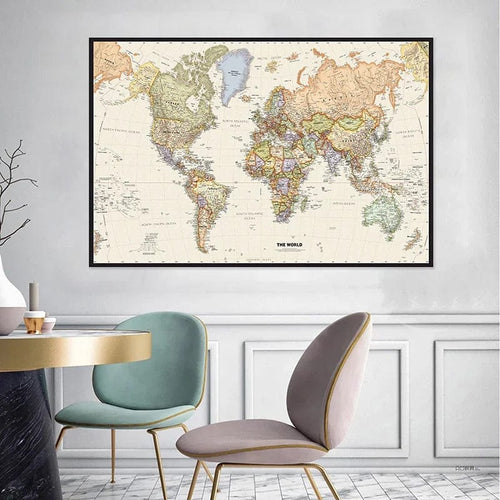 Planet Gates The World Map 225*150cm Non-woven Detailed Map of Major Cities In Each Country for Education School Office Decor