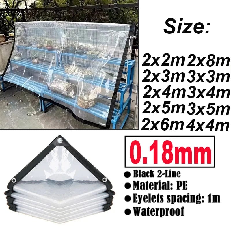 Planet Gates Thicken Transparent Waterproof Tarpaulin Garden Rainproof Clear Poly Tarp Plant Cover Insulation Shed Cloth with Grommets