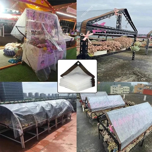 Planet Gates Thicken Transparent Waterproof Tarpaulin Garden Rainproof Clear Poly Tarp Plant Cover Insulation Shed Cloth with Grommets
