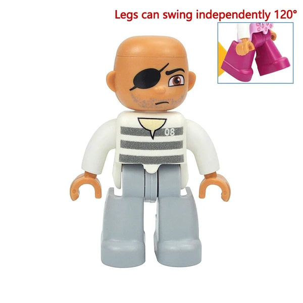 Planet Gates Thief A Figures Dolls Big Size Building Blocks Family Action Workers Doctor Police Farmer Compatible Large Bricks Duploes Kid Toys