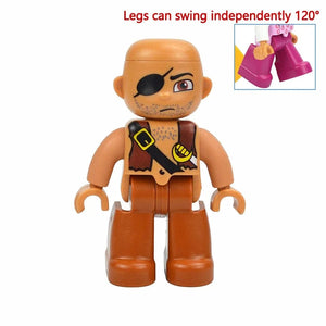 Planet Gates Thief B Figures Dolls Big Size Building Blocks Family Action Workers Doctor Police Farmer Compatible Large Bricks Duploes Kid Toys