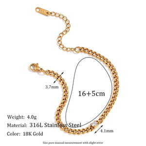 Planet Gates Thin Round E.B.belle Round Water Drop Zircon Chain Bracelet Waterproof 316L Stainless Steel Accessories 18K Gold Plated Bracelet for Women