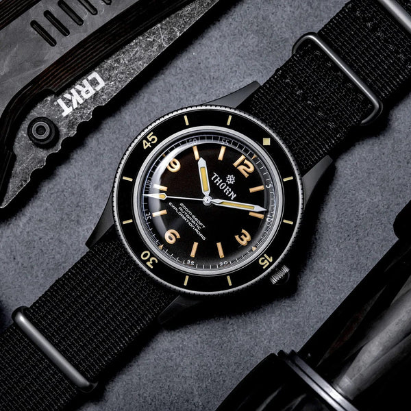 Planet Gates THORN 50-Fathoms Watch Men 40MM Vintage NH35 Movement Automatic K9 Mineral Crystal TR900 C3 Luminous Barracuda 200M Waterproof