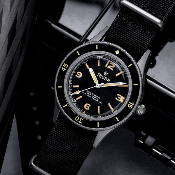 Planet Gates THORN 50-Fathoms Watch Men 40MM Vintage NH35 Movement Automatic K9 Mineral Crystal TR900 C3 Luminous Barracuda 200M Waterproof