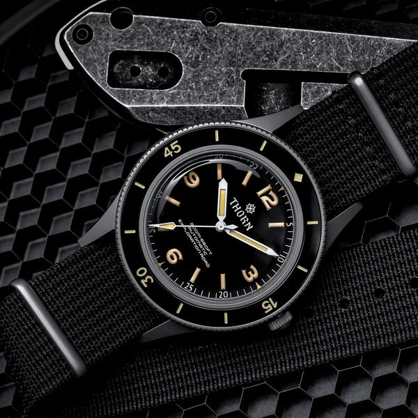 Planet Gates THORN 50-Fathoms Watch Men 40MM Vintage NH35 Movement Automatic K9 Mineral Crystal TR900 C3 Luminous Barracuda 200M Waterproof