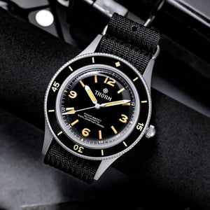 Planet Gates THORN 50-Fathoms Watch Men 40MM Vintage NH35 Movement Automatic K9 Mineral Crystal TR900 C3 Luminous Barracuda 200M Waterproof