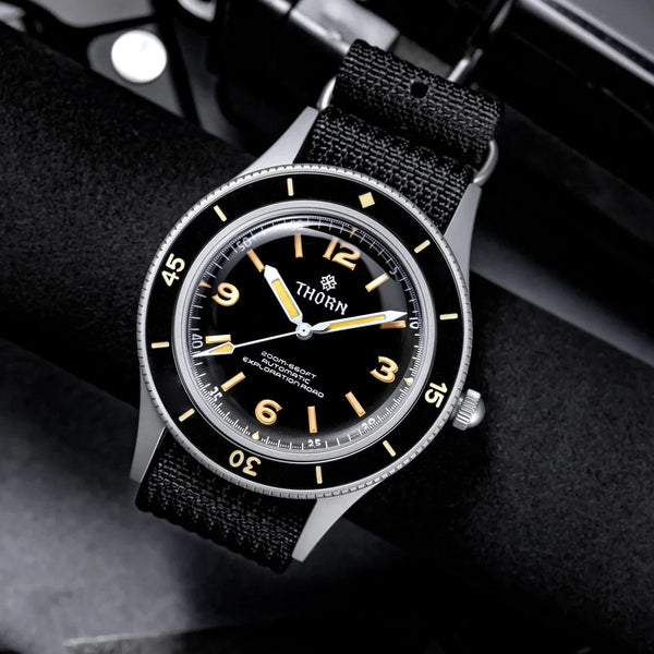 Planet Gates THORN 50-Fathoms Watch Men 40MM Vintage NH35 Movement Automatic K9 Mineral Crystal TR900 C3 Luminous Barracuda 200M Waterproof