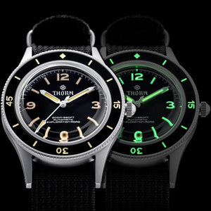 Planet Gates THORN 50-Fathoms Watch Men 40MM Vintage NH35 Movement Automatic K9 Mineral Crystal TR900 C3 Luminous Barracuda 200M Waterproof