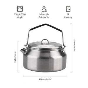 Planet Gates ThousWinds 1L Outdoor Camping Kettle Portable Hiking Cookware Utensils Ultralight Coffee Water Kettle Tourist Supplies Tableware