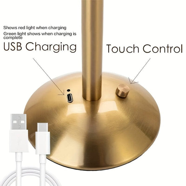 Planet Gates Three Color USBrechargeable 1pc Tri-Tone LED Crystal Table Lamp with Wrought Iron Base - Perfect for Restaurants and Hotels