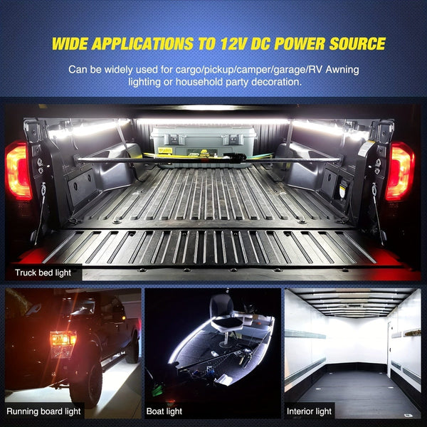 Planet Gates Three Truck Bed Light Strip 3Pcs 152.4 Cm Bed Light Strip 270 LED With Switch Blade Fuse Splitter Extension Cable For Cargo Pickup Truck SUV RV Boat