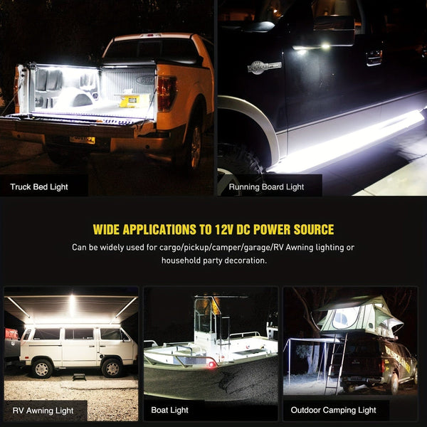 Planet Gates Three Truck Bed Light Strip 3Pcs 152.4 Cm Bed Light Strip 270 LED With Switch Blade Fuse Splitter Extension Cable For Cargo Pickup Truck SUV RV Boat