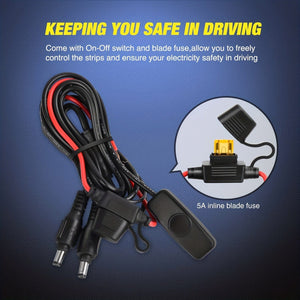 Planet Gates Three Truck Bed Light Strip 3Pcs 152.4 Cm Bed Light Strip 270 LED With Switch Blade Fuse Splitter Extension Cable For Cargo Pickup Truck SUV RV Boat