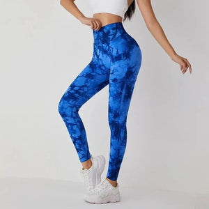Planet Gates Tie Dye Seamless Leggings for Women High Waist Yoga Pants, Scrunch Butt Lifting Elastic Tights