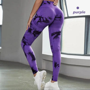 Planet Gates Tie Dye Seamless Leggings for Women High Waist Yoga Pants, Scrunch Butt Lifting Elastic Tights