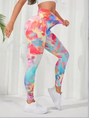 Planet Gates Tie Dye Seamless Leggings Women for Gym Yoga Pants Push Up Workout Sports Leggings  High Waist Tights Ladies Fitness Clothing