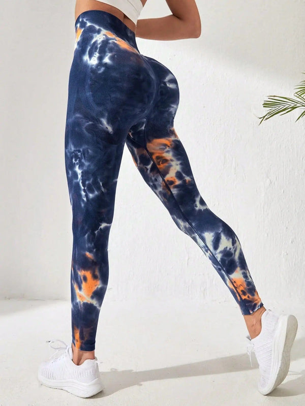 Planet Gates Tie Dye Seamless Leggings Women for Gym Yoga Pants Push Up Workout Sports Leggings  High Waist Tights Ladies Fitness Clothing