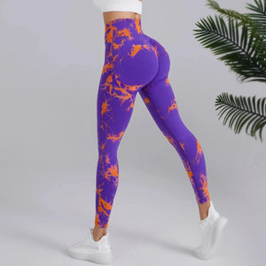 Planet Gates Tie Dye Seamless Leggings Women for Gym Yoga Pants Push Up Workout Sports Leggings  High Waist Tights Ladies Fitness Clothing