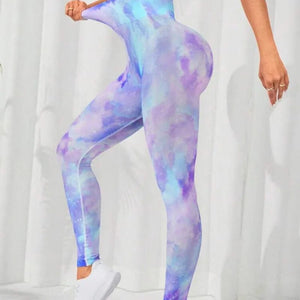 Planet Gates Tie Dye Seamless Leggings Women for Gym Yoga Pants Push Up Workout Sports Leggings  High Waist Tights Ladies Fitness Clothing