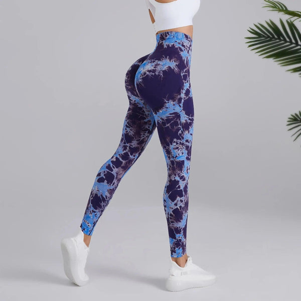 Planet Gates Tie Dye Seamless Leggings Women for Gym Yoga Pants Push Up Workout Sports Leggings  High Waist Tights Ladies Fitness Clothing