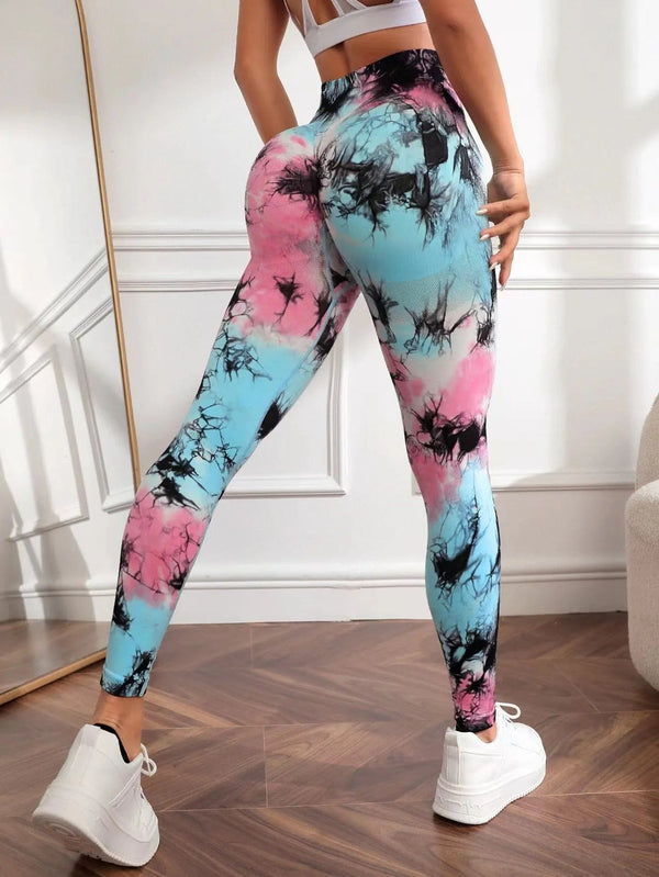 Planet Gates Tie Dye Seamless Leggings Women for Gym Yoga Pants Push Up Workout Sports Leggings  High Waist Tights Ladies Fitness Clothing