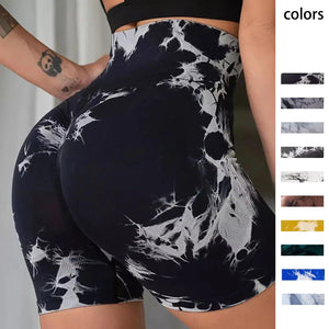 Planet Gates Tie Dye Seamless Yoga Shorts Women Summer Workout Short Leggings Sports Wear Joga Fitness Outfits Gym Clothing Cycling Shorts
