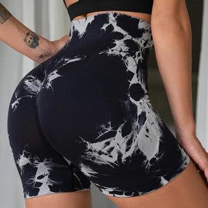 Planet Gates Tie Dye Seamless Yoga Shorts Women Summer Workout Short Leggings Sports Wear Joga Fitness Outfits Gym Clothing Cycling Shorts