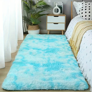 Planet Gates Tie Dye-sky Blue / 80*160cm 1pc Tie-dyed Plush Soft Indoor Carpet, Modern Luxury Plush Carpet, Water-absorbent, Non-slip And Stain-resistant, Suitable For Living Room And Bedroom Areas, Home Decor, Area rugs