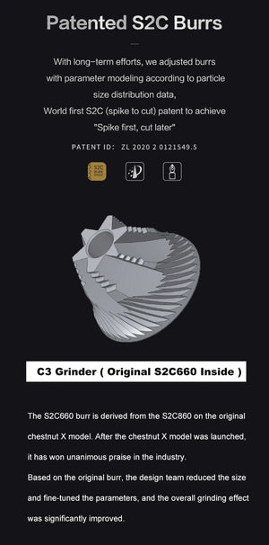 Planet Gates TIMEMORE Chestnut C2 C3 Manual Coffee Grinder S2C Burr Inside High Quality Portable Hand Grinder with Dual Bearing Positioning