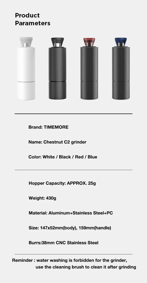 Planet Gates TIMEMORE Chestnut C2 Upgrade Portable Coffee Grinder Hand Manual Grinder Grind Machine Mill With Double Bearing Positioning