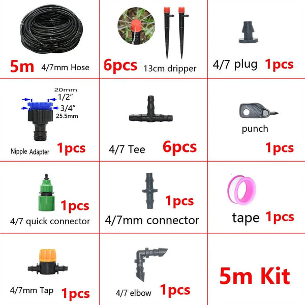 Planet Gates timer 5-50M Automatic Garden Watering System DIY Timer Water Drip Irrigation System Plant Watering Kit Red Drippers Set
