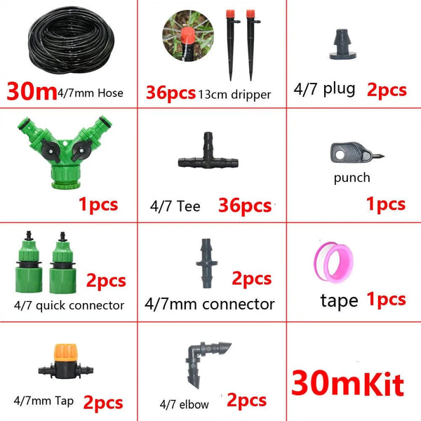 Planet Gates timer 5-50M Automatic Garden Watering System DIY Timer Water Drip Irrigation System Plant Watering Kit Red Drippers Set