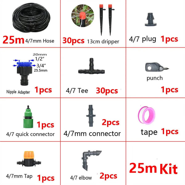 Planet Gates timer 5-50M Automatic Garden Watering System DIY Timer Water Drip Irrigation System Plant Watering Kit Red Drippers Set