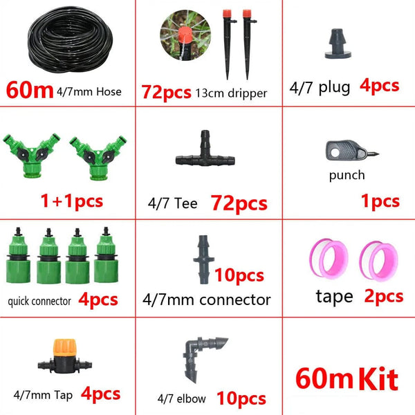 Planet Gates timer 5-50M Automatic Garden Watering System DIY Timer Water Drip Irrigation System Plant Watering Kit Red Drippers Set