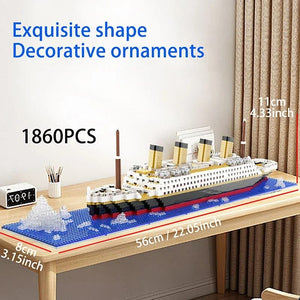 Planet Gates Titanic Creative Luxury Iceberg Cruise Ship Boat Wreck Set City DIY Model Building Blocks Bricks Toys For Children Adult Gift