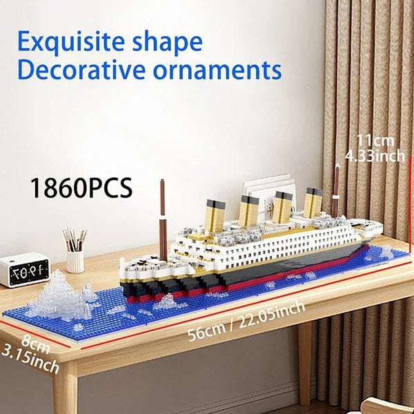 Planet Gates Titanic Creative Luxury Iceberg Cruise Ship Boat Wreck Set City DIY Model Building Blocks Bricks Toys For Children Adult Gift
