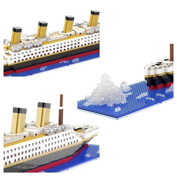 Planet Gates Titanic Creative Luxury Iceberg Cruise Ship Boat Wreck Set City DIY Model Building Blocks Bricks Toys For Children Adult Gift